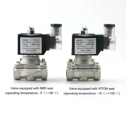 Stainless Steel Normally Closed Electric Solenoid Valve Water DN15 DN20 With IP65 DIN Coil AC 110V/220V/24V DC 12V1/2" 3/4" 1"