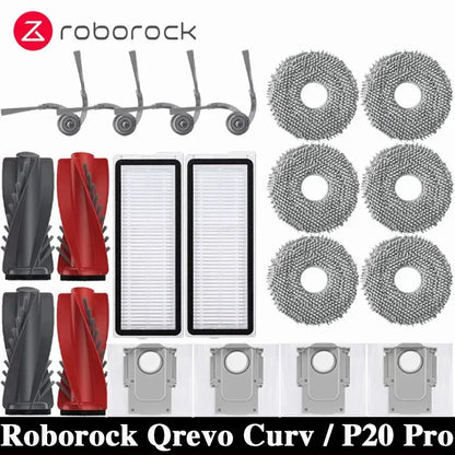 Compatible with Roborock Qrevo Curv Robot Vacuum Cleaner Accessories Main Roller Side Brush Hepa Filter Mop Cloth Dust Bag Parts Replacement