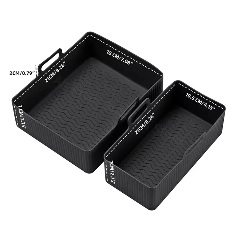 2PCS Silicone Air Fryer Mold for Tefal Ey901840 Reusable Air Fryer Oven Baking Tray Dual Basket 5.2/3.1L Airfryer Accessories