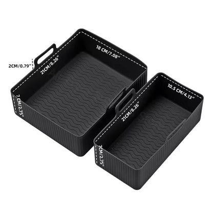 2PCS Silicone Air Fryer Mold for Tefal Ey901840 Reusable Air Fryer Oven Baking Tray Dual Basket 5.2/3.1L Airfryer Accessories